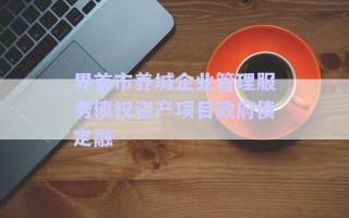 界首市养城企业管理服务债权资产项目政府债定融